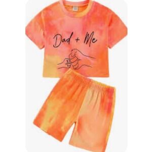 Dad + Me Tie Dye Kids Outfit Set, Short Sleeve Crop Top & Shorts-6T